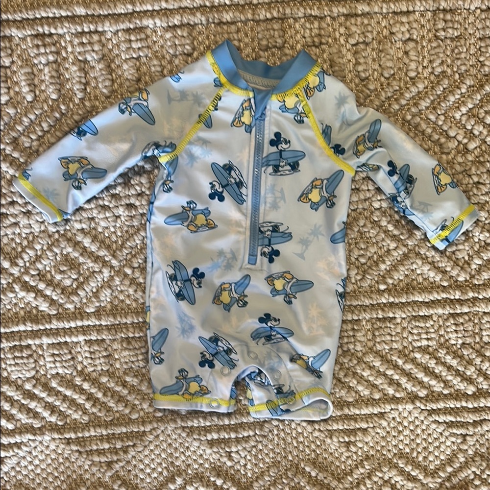 Disney Mickey Baby Blue and Yellow Swimsuit, Size 3M